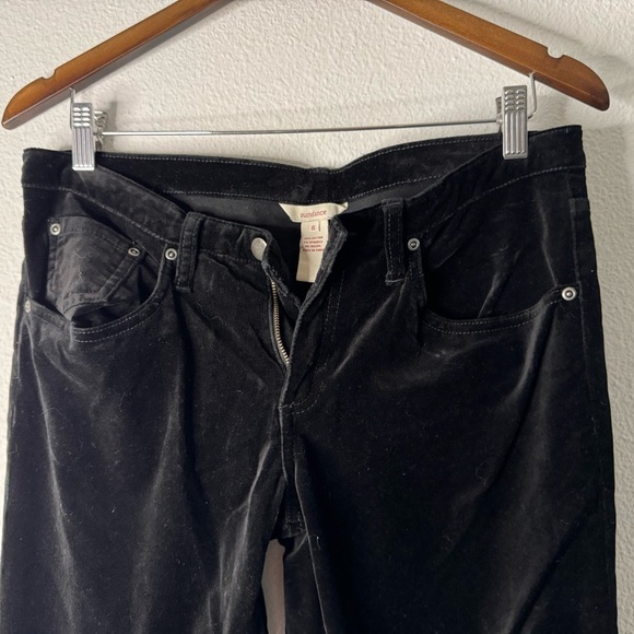 Sundance Velveteen Jeans Black Size 6 Stretch Velvet Quiet Luxury Academia Mod - Picture 3 of 16